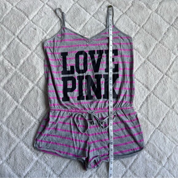 Victoria's Secret PINK | Gray and Pink Striped Romper | Size Medium - Picture 8 of 10